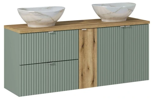 Zestaw mebli łazienkowych LINE REED GREEN z szafką pod umywalkę 140 cm - 6 elementów