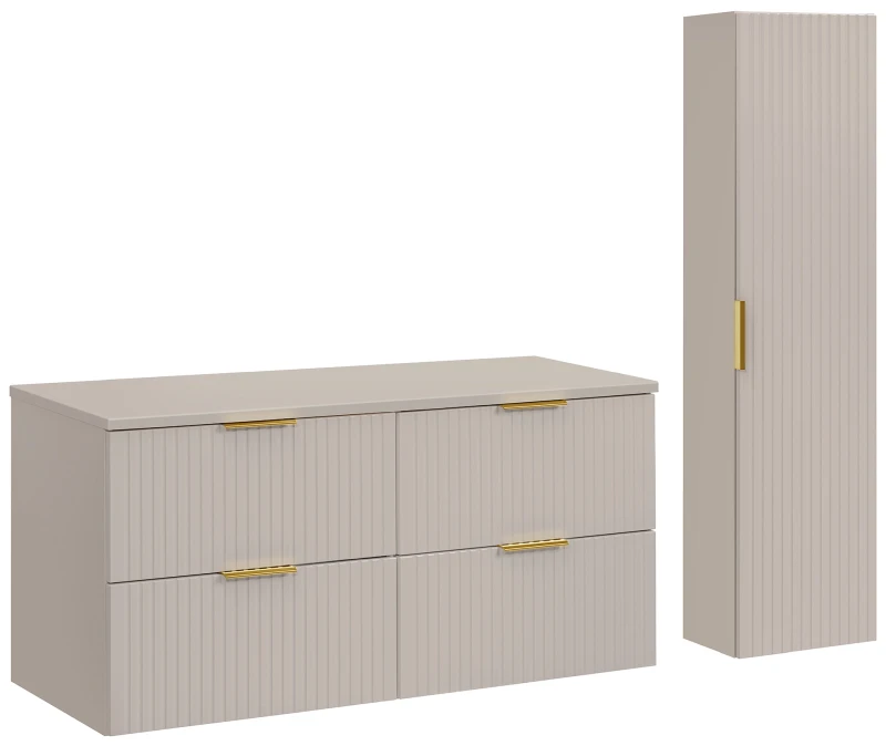 Zestaw mebli łazienkowych ADEL CASHMER z dwiema szafkami 60 cm, blatem 120 cm i słupkiem - 4 elementy