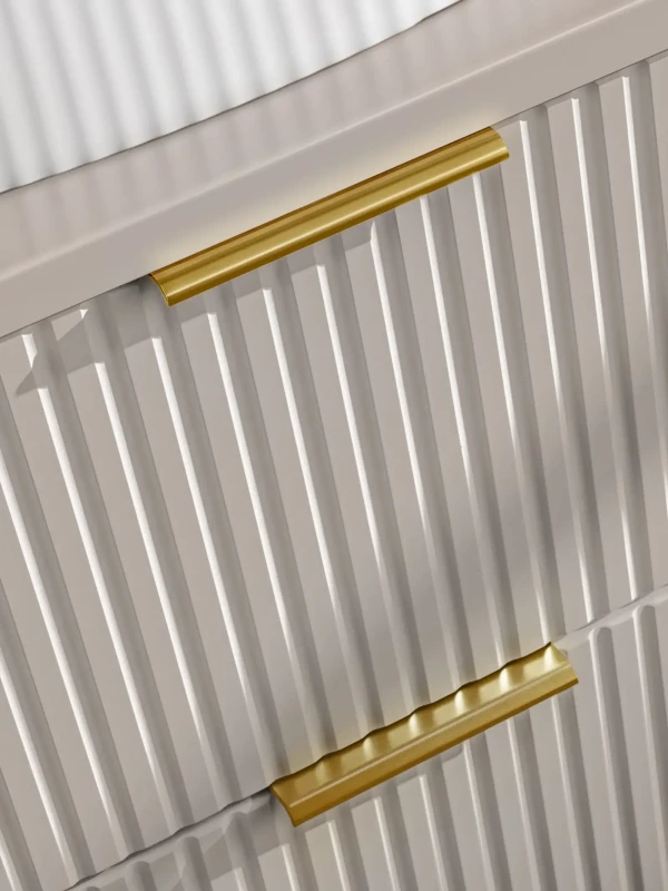 Zestaw mebli łazienkowych ADEL CASHMERE szafka 60 cm z blatem 60 cm i słupkiem - aranżacja z umywalką nablatową