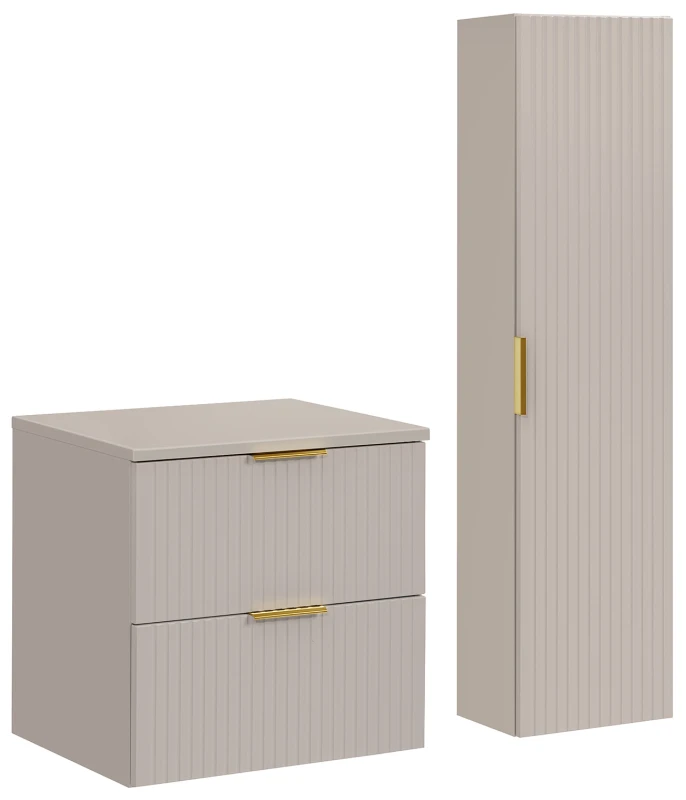 Zestaw mebli łazienkowych ADEL CASHMERE szafka 60 cm z blatem 60 cm i słupkiem - 3 elementy