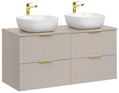 Zestaw mebli łazienkowych ADEL CASHMERE z dwoma umywalkami SMILE i blatem 120 cm - 5 elementów