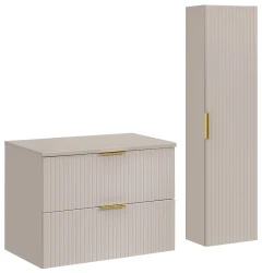 Zestaw mebli łazienkowych ADEL CASHMERE szafka 80 cm z blatem 80 cm i słupkiem - 3 elementy