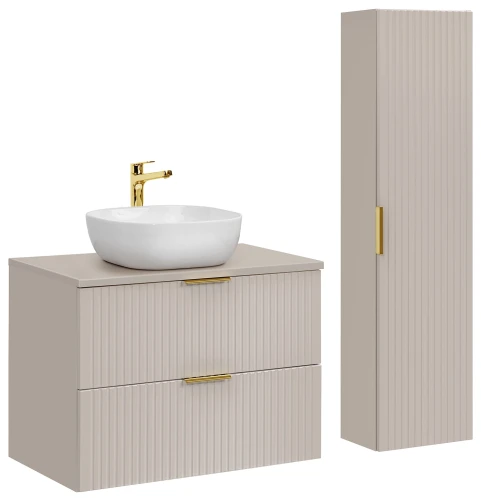 Zestaw mebli łazienkowych ADEL CASHMERE z umywalką SMILE i blatem 80 cm - 4 elementy