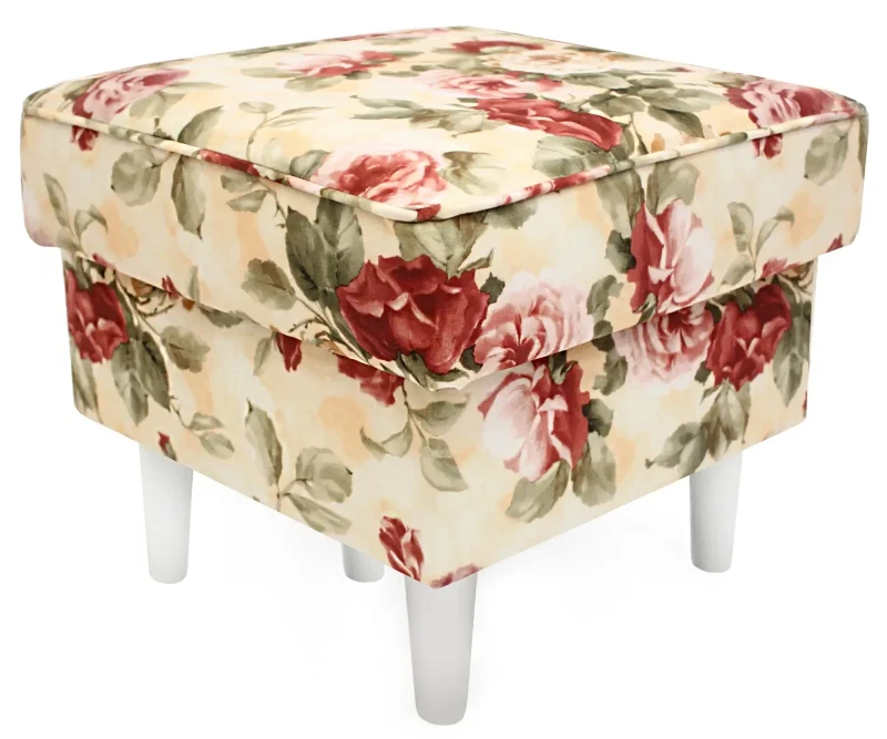 Podnóżek tapicerowany Lily Kwiaty w stylu skandynawskim