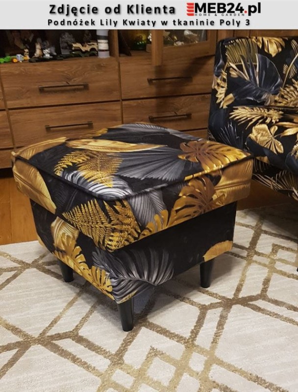 Podnóżek tapicerowany Lily Monstera w stylu skandynawskim - zdjęcie od klienta