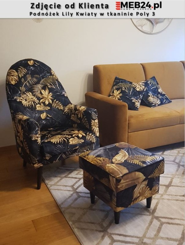 Podnóżek tapicerowany Lily Monstera w stylu skandynawskim - zdjęcie od klienta