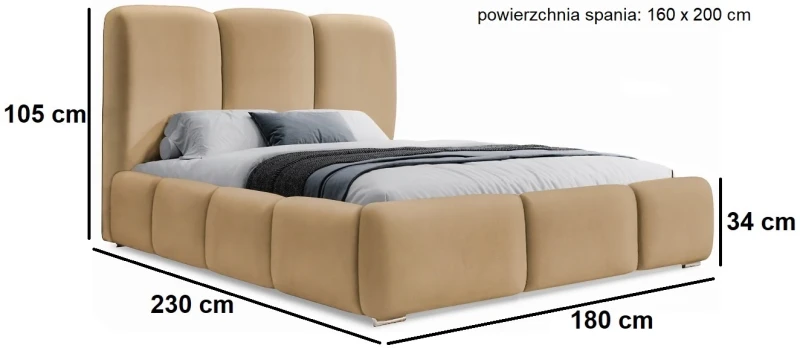 Łóżko tapicerowane Vermut z pojemnikiem 160x200 dwuosobowe