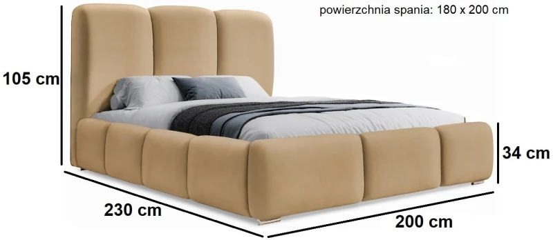 Łóżko tapicerowane Vermut z pojemnikiem 180x200 dwuosobowe