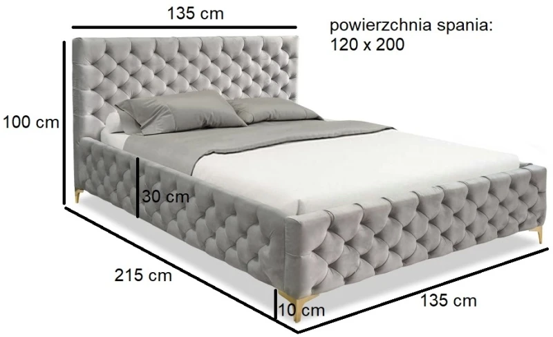 Łóżko tapicerowane Roksi z pojemnikiem 120x200 dwuosobowe