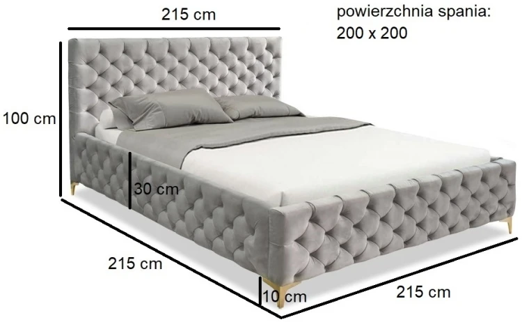 Łóżko tapicerowane Roksi z pojemnikiem 200x200 dwuosobowe