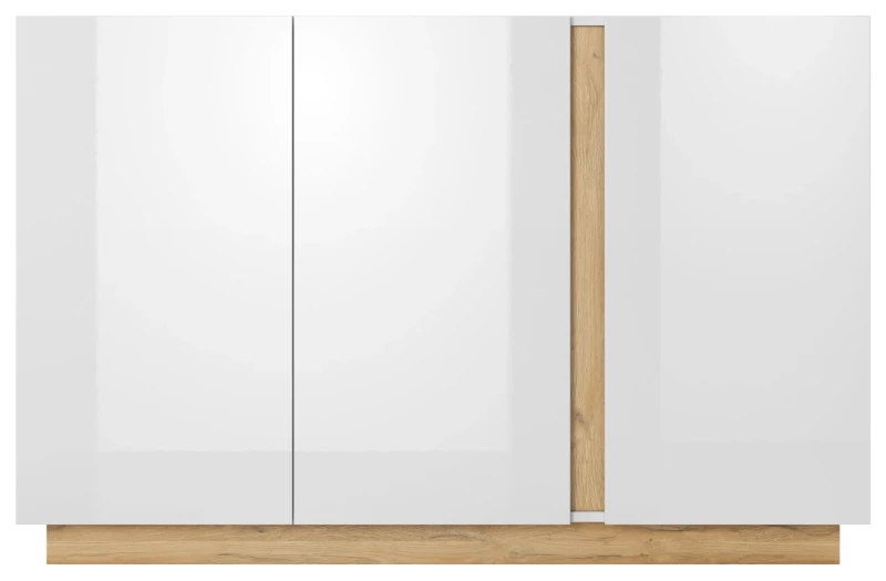 Komoda Arco trzydrzwiowa 138 cm biały połysk + dąb grandson