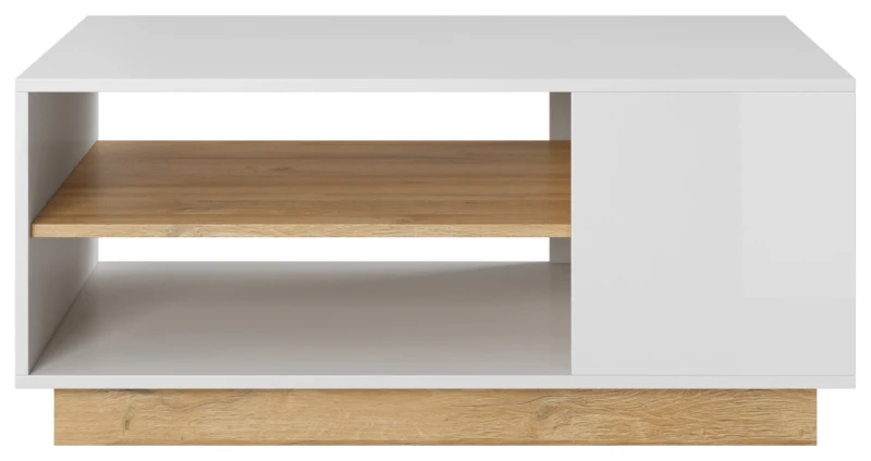 Stolik kawowy Arco z półkami 100 cm biały + dąb grandson