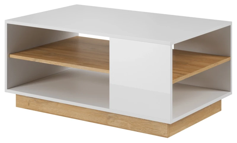 Stolik kawowy Arco z półkami 100 cm biały + dąb grandson