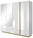Szafa Arco z lustrem 220 cm biały połysk + dąb grandson