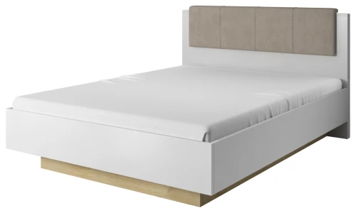 Łóżko z pojemnikiem Arco 160x200 cm biały połysk + dąb grandson