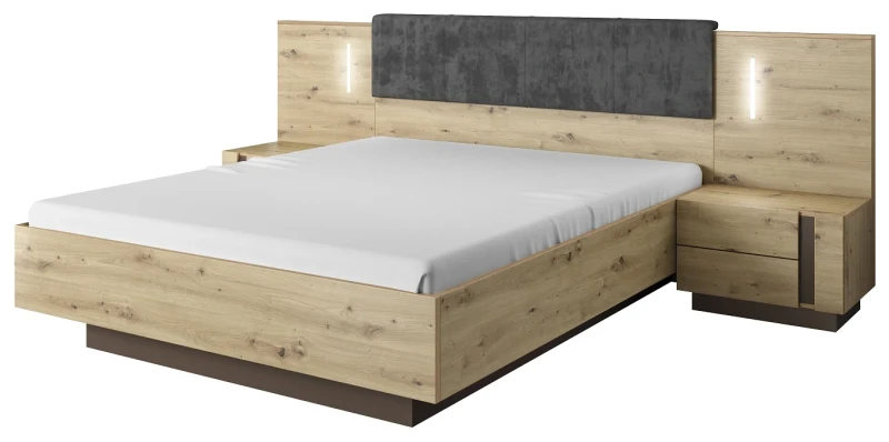 Łóżko z pojemnikiem Arco 160x200 cm dąb artisan + grafit