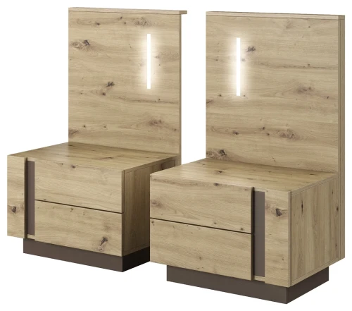 Stoliki nocne Arco z oświetleniem 60 cm dąb artisan + grafit