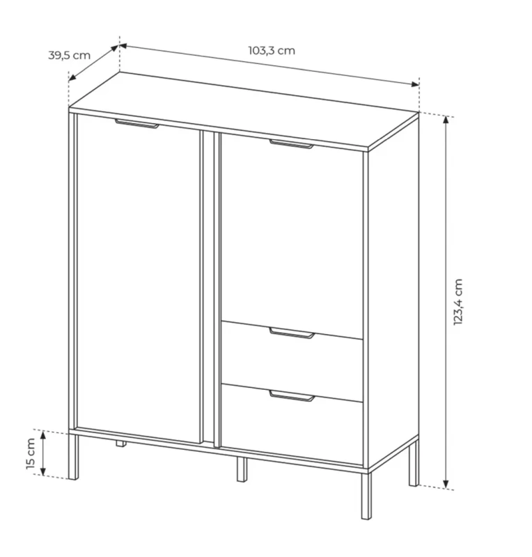 Komoda Lars wysoka 103x123 cm antracyt