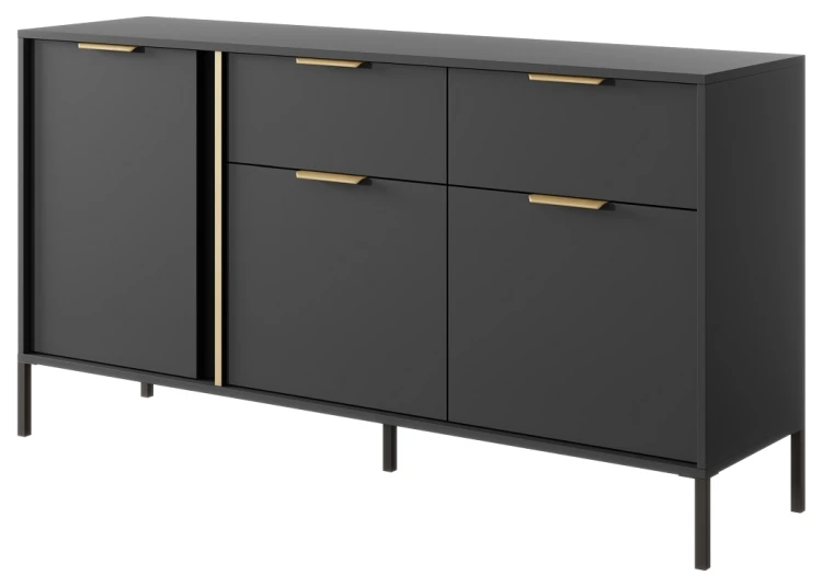 Komoda Lars trzydrzwiowa z szufladami 153 cm antracyt