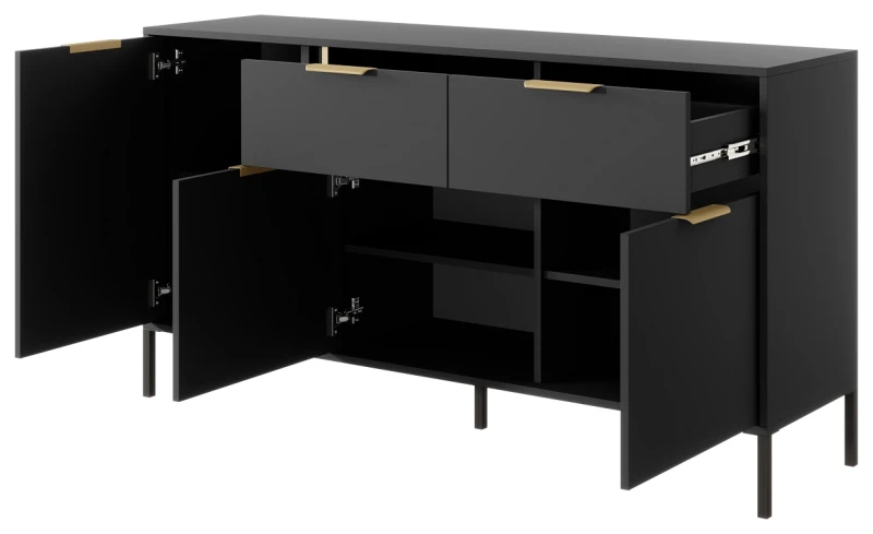 Komoda Lars trzydrzwiowa z szufladami 153 cm antracyt