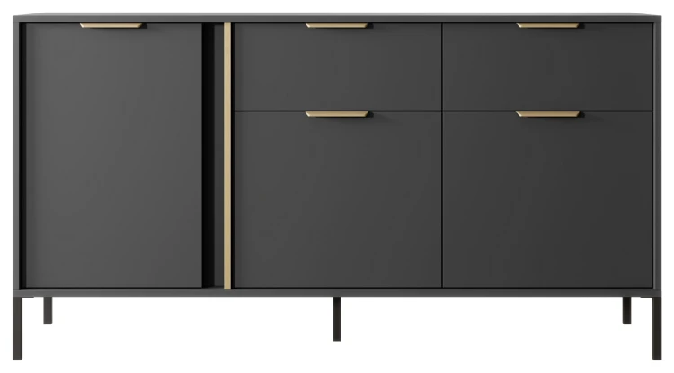 Komoda Lars trzydrzwiowa z szufladami 153 cm antracyt