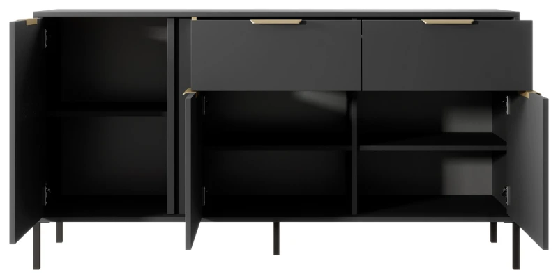 Komoda Lars trzydrzwiowa z szufladami 153 cm antracyt