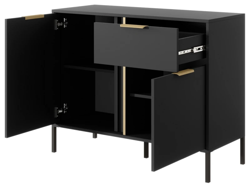 Komoda Lars dwudrzwiowa z szufladą 193 cm antracyt