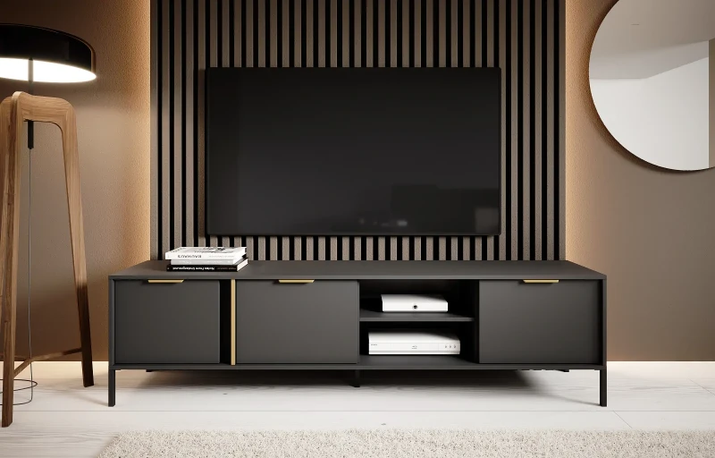 Stolik RTV Lars trzydrzwiowy 203 cm antracyt