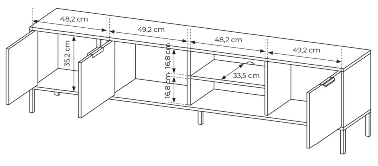 Stolik RTV Lars trzydrzwiowy 203 cm antracyt