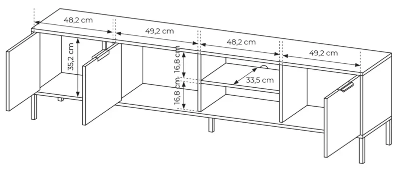 Stolik RTV Lars trzydrzwiowy 203 cm antracyt