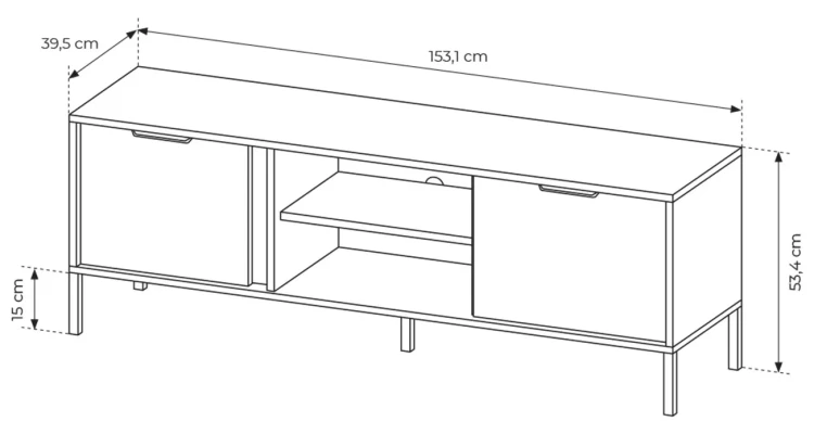 Stolik RTV Lars dwudrzwiowy 153 cm antracyt