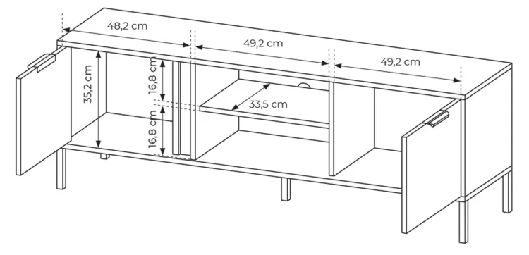 Stolik RTV Lars dwudrzwiowy 153 cm antracyt
