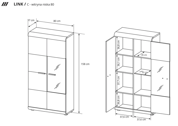 Witryna niska Link 80 cm dąb sonoma
