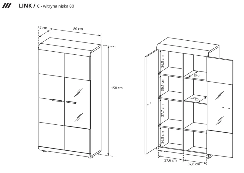Witryna niska Link 80 cm dąb sonoma