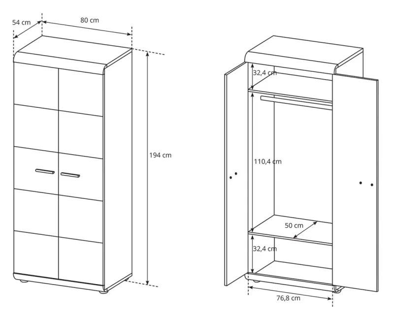 Szafa Link wąska 80 cm dąb sonoma