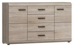 Komoda Link z szufladami szeroka 140 cm dąb sonoma