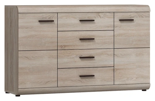 Komoda Link z szufladami szeroka 140 cm dąb sonoma