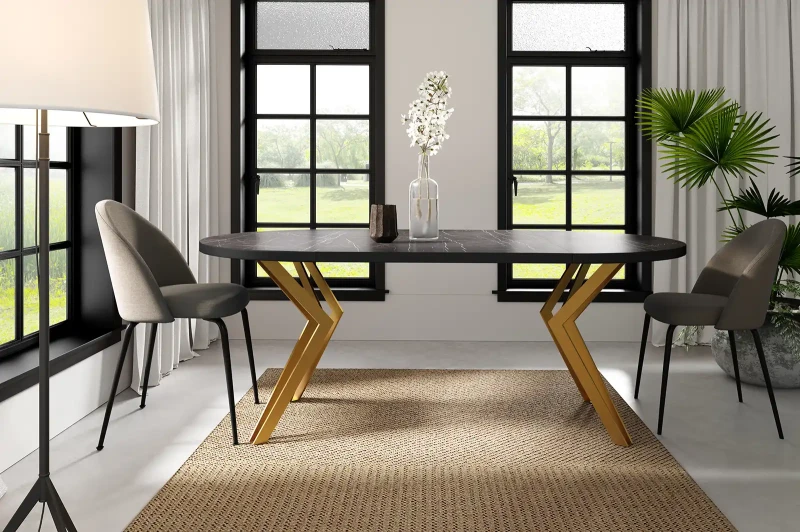 Stół rozkładany Krest Złoty 100-176 cm do jadalni salonu okrągły