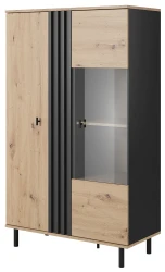 Witryna Madis niska 90 cm dąb artisan + antracyt