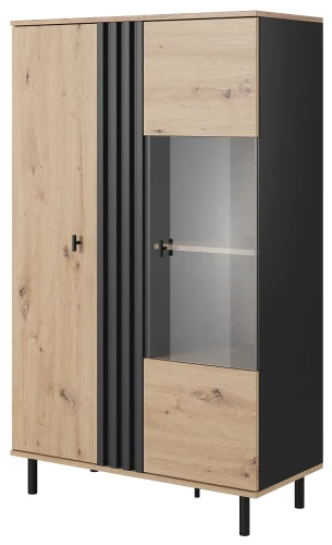 Witryna Madis niska 90 cm dąb artisan + antracyt
