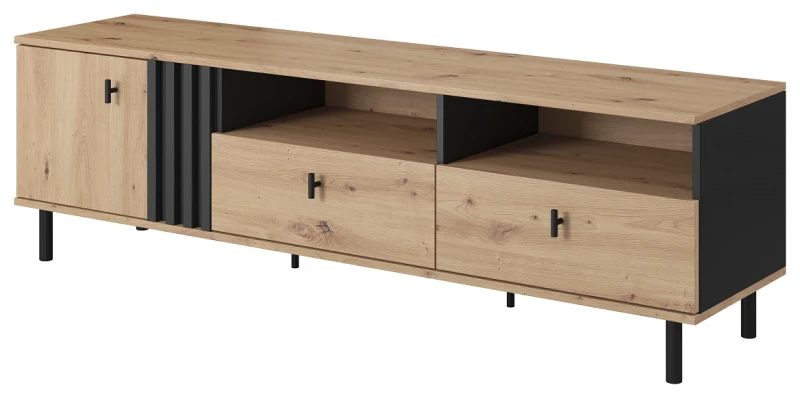 Stolik RTV Madis z szufladami 165 cm dąb artisan + antracyt