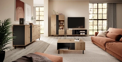 Stolik RTV Madis wąski 138 cm dąb artisan + antracyt