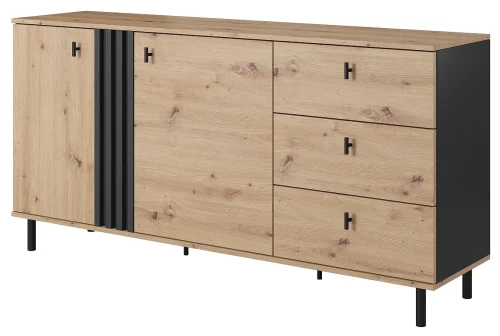 Komoda Madis z szufladami 165 cm dąb artisan + antracyt