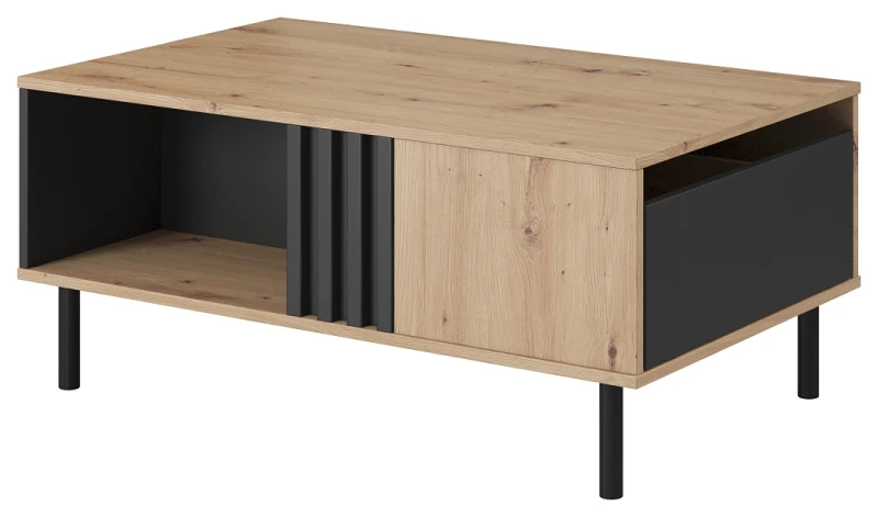 Stolik kawowy Madis z szufladą 100 cm dąb artisan + antracyt