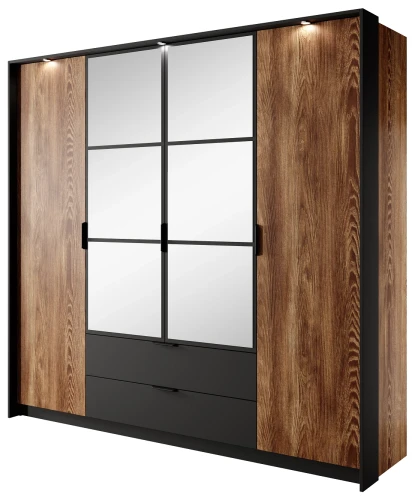Szafa Milton z lustrem 220 cm kasztan + antracyt