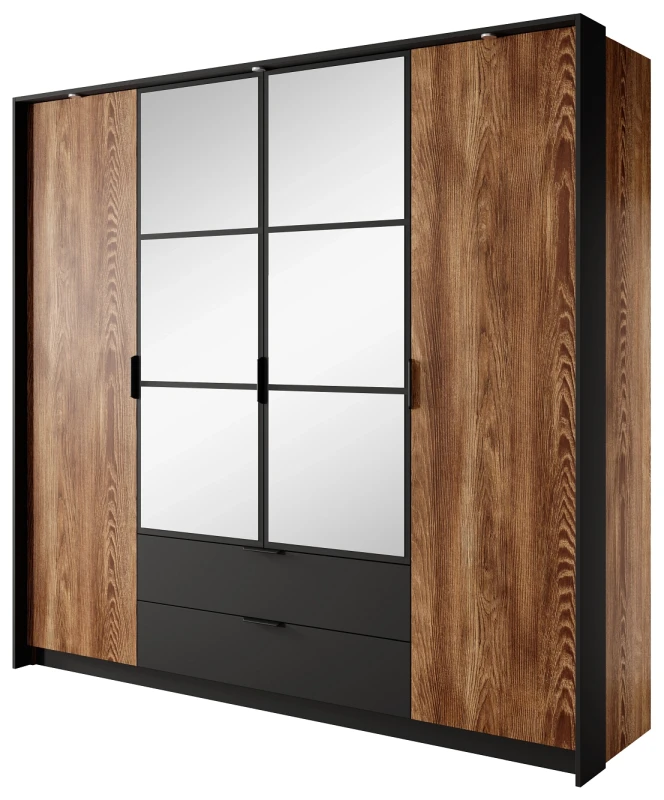 Szafa Milton z lustrem 220 cm kasztan + antracyt