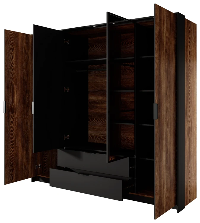 Szafa Milton z lustrem 220 cm kasztan + antracyt