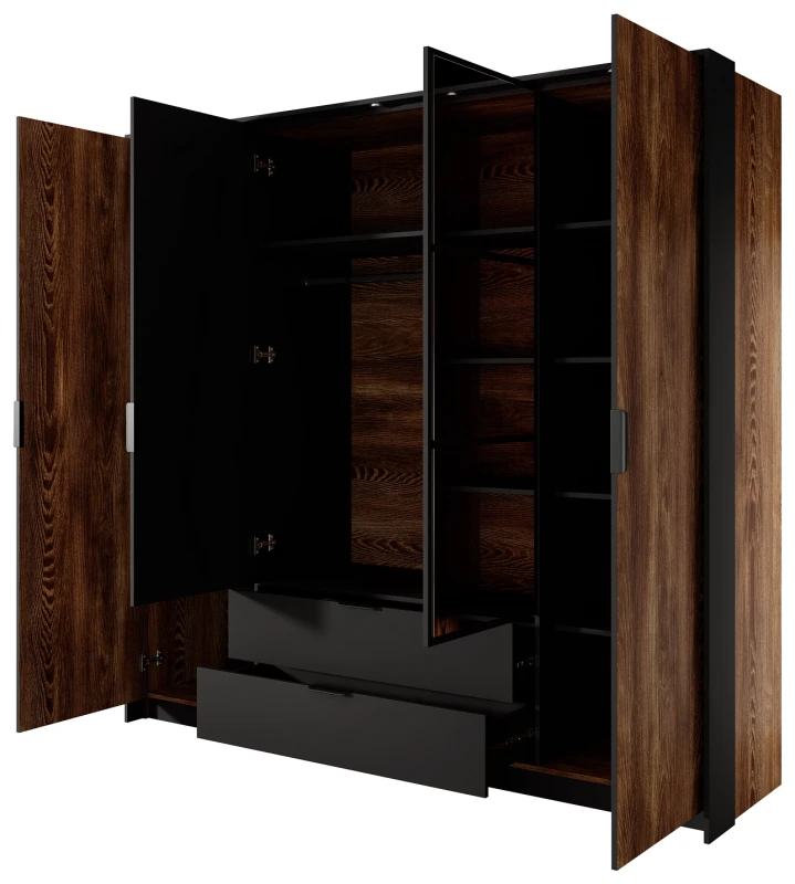 Szafa Milton z lustrem 220 cm kasztan + antracyt