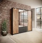 Szafa Milton z lustrem 220 cm kasztan + antracyt