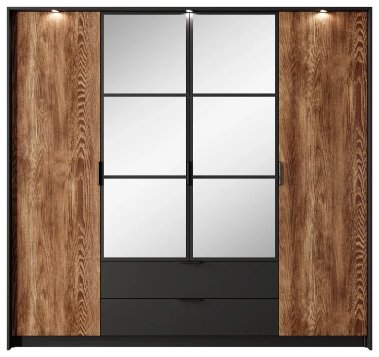 Szafa Milton z lustrem 220 cm kasztan + antracyt